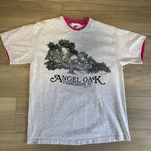 Anvil Tops - Vintage Single Stitch Charleston,‎ SC Angel Oak Anvil T-Shirt Sz L Made In USA